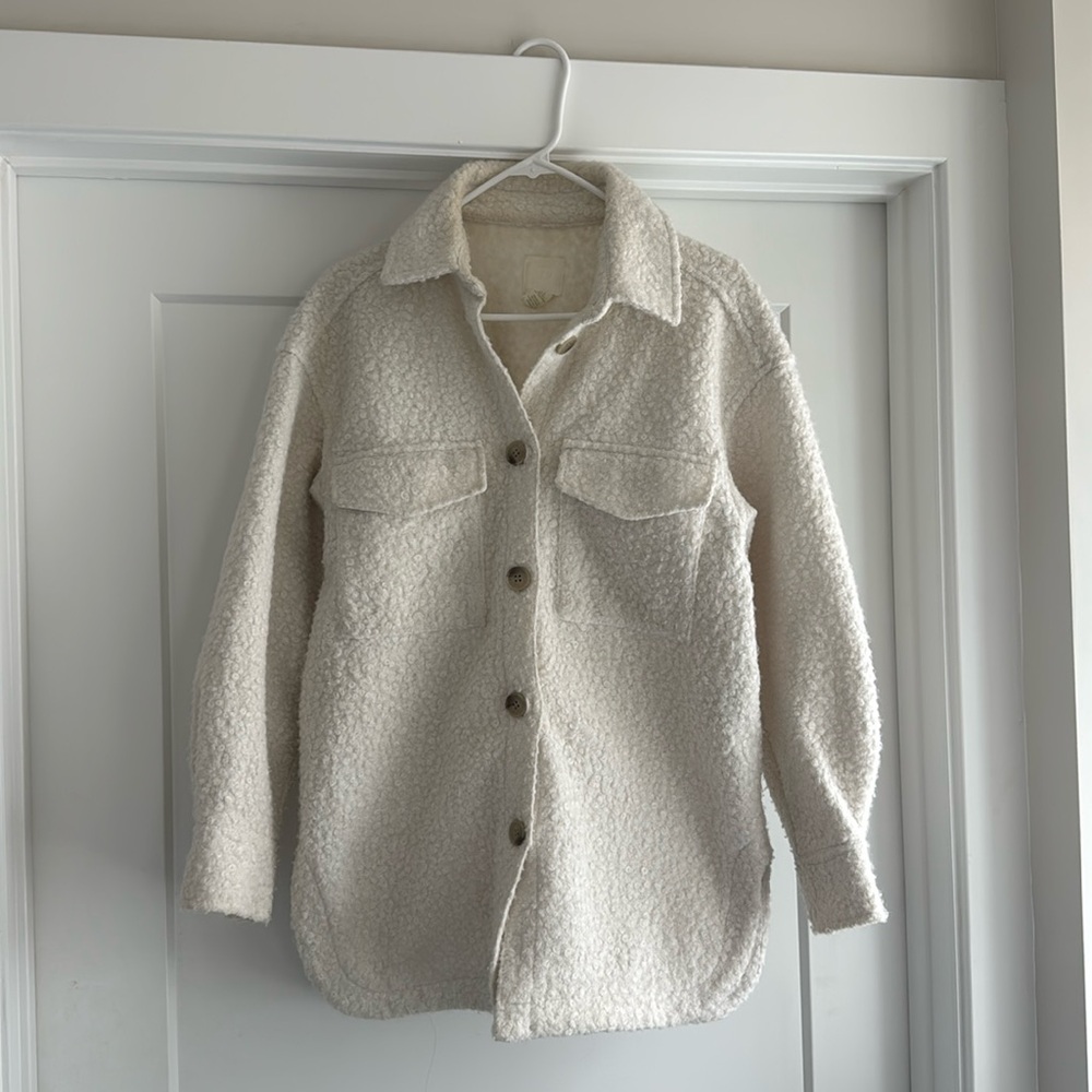 H&M White Textured Shacket